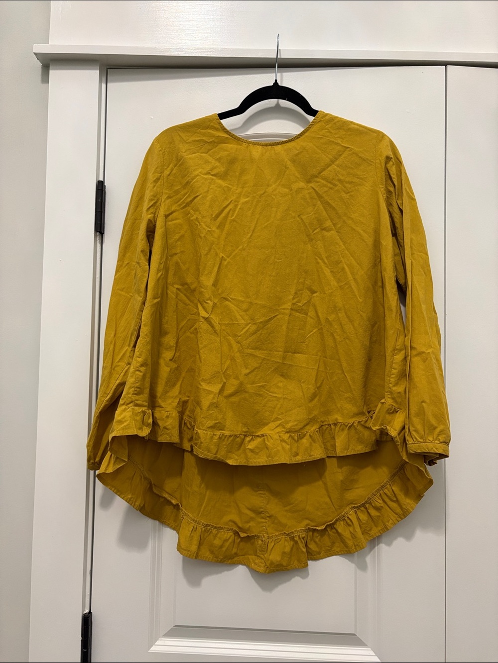 Zanzea Mustard Yellow High-Low Ruffle Hem Tunic